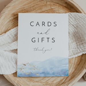 Cartões e presentes para impressão, assine nosso livro de visitas, livro de visitas de casamento para impressão instantânea, azul-claro bebê azul-celeste aquarela praia tropical BLAKELY