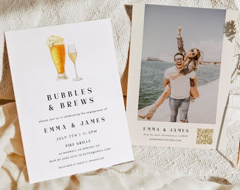 CHARLIE Bubbles and Brews Couple Shower Invitation Template, Bubbles and Brews Before I Do&#39;s, Engagement Party Invitation, Couples ShoweR