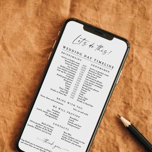 BLAIR Modern Bohemian Electronic Text Message Wedding Party Timeline Schedule Template