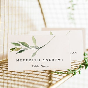 ISABELLA Watercolor Greenery Place Card Template, Escort Cards, Name Cards Wedding, Place Cards, Wedding Place Cards, Wedding Name Card