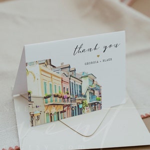 NOLA New Orleans Thank You Card Template, Louisiana Thank You Card, Watercolor New Orleans Printable Thank You, Wedding Thank You Templett