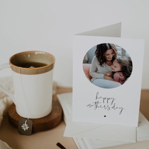 Plantilla de tarjeta con foto para el Día de la Madre, tarjetas imprimibles para el Día de la Madre, tarjeta con foto para el Día de la Madre, regalos de último momento para el Día de la Madre hechos a mano para ella