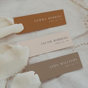 Plantilla de tarjeta de lugar delgada en tonos tierra, tarjetas de lugar de boda delgadas, tarjetas de lugar de boda delgadas, tarjeta de lugar de terracota, boda en el desierto DIY MIA
