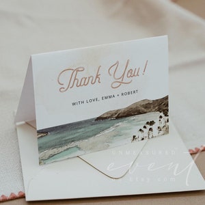 Vintage Hawaii Dankeskarten-Vorlage, Insel Danke, Tropischer Strand Dankeskarte zum Ausdrucken, Hochzeit Dankeschön - NANI