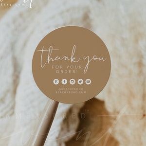 INDIE Small Business Thank You Sticker, Business Packaging Sticker, Thank You For Supporting My Small Business, Bohemian Earthy Tone Beige