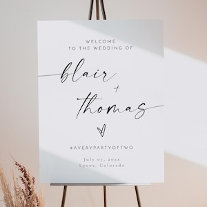Boho Hochzeit Willkommensschild Vorlage, modernes Hochzeit Willkommensschild, Minimalistisches Hochzeit Willkommensschild druckbar, Boho Hochzeit Instant - BLAIR