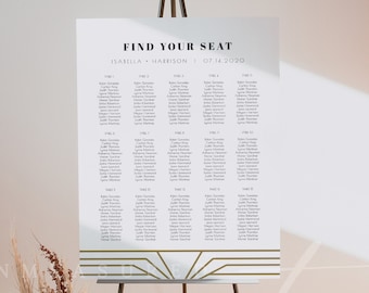 DAISY Art Deco Wedding Seating Chart Template, 20's Themed Seating Chart, Gatsby Wedding Seating Chart, Seating Chart Printable Instant