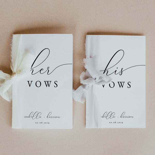 Wedding Vow Book Template, Calligraphy Wedding Vows, Editable Wedding Vows, Printable Wedding Vows, Elegant Simple Minimalist Wedding ASHER