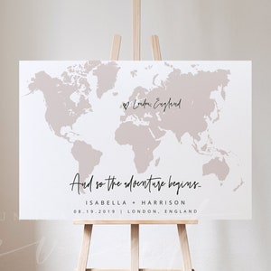 QUINN Wedding Welcome Sign Template, World Map Welcome Sign Printable, Destination Wedding Welcome, Travel Themed Abroad Adventure Wedding