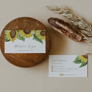 EMMA Sonnenblume Visitenkarten, Visitenkarte Vorlage, Rustikale Visitenkarten, Small Business Branding, Fotograf Visitenkarten DIY