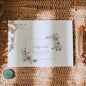 ROBYN Dusty Rose Wedding Envelope Address Template, Floral Printable Wedding Envelope Template, Editable Wedding Envelopes, Boho Templett