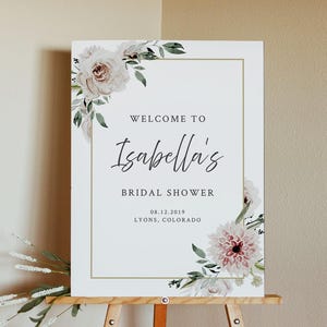 Blush Bridal Shower Welcome Sign Template, Pink Floral Bridal Shower Welcome, Dusty Rose Bridal Shower, Mauve Bridal Shower Instant - ROBYN