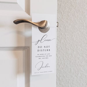 Wedding Door Hanger Template, Printable Do Not Disturb Wedding Door Tag, Minimal Wedding Door Hanger Instant Download, Elegant Wedding ASHER