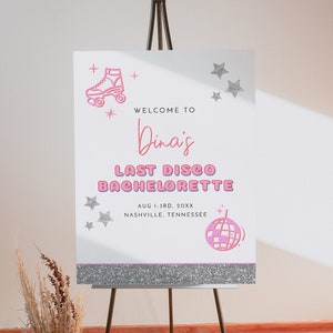 DINA DISCO Bachelorette Welcome Sign Template, Printable Bachelorette Welcome Poster, Disco Cowgirl Bachelorette, Last Disco Bachelorette