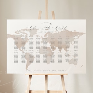 Watercolor Map Destination Seating Chart Template, World Seating Chart Printable, City Name Seating Chart Instant Download Poster CARMEN
