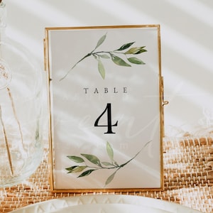 Groen bruiloft tafelnummersjabloon, groen tafelnummers, afdrukbare tafelnummers 4 x 6, tabelnummer Templett, Instant DIY - ISABELLA
