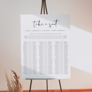 ADELLA Minimalist Banquet Table Seating Chart, Micro Wedding Seating Chart Template, Modern Long Table Seating Chart Printable Poster Long