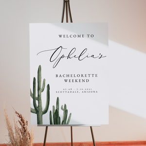 ELEANOR Bachelorette Willkommensschild Vorlage, Kaktus Bachelorette Willkommensplakat, Finale Fiesta Willkommensschild, Boho Desert Minimal Saguaro