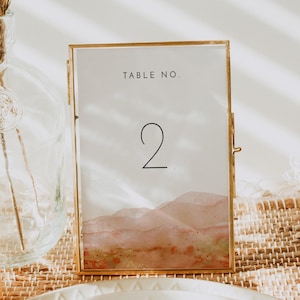 Wedding Table Number Template, Printable Table Number, Terracotta Watercolor Table Number, Bohemian Fall Burnt Orange Table Cards DIY SONNY