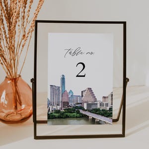 AUSTIN Texas Table numéro modèle, Austin City Skyline mariage Table numéros, carte d'en-tête de Table Destination voyage aventure sur le thème