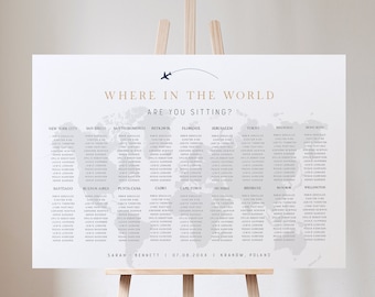 ATLAS Seating Chart Template, Where in the World Are You Sitting Sign, Destination Wedding Seating Poster, Travel Themed Adventure Wedding
