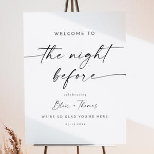 Wedding Rehearsal Dinner Welcome Sign, The Night Before Wedding Welcome Sign Template, Rehearsal Dinner Welcome Sign Printable - BLAIR
