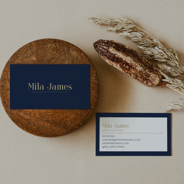 Navy Business Card Template, Navy and Gold Business Cards, Real Estate Business Cards, Modern Business Cards, Minimal Business Cards Instant