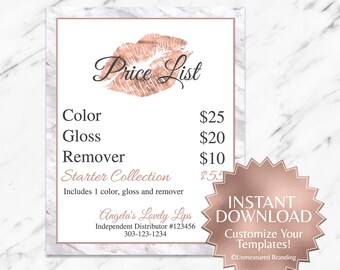 makeup price list etsy