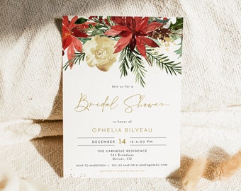 JOY Winter Bridal Shower Invitation, Bridal Shower Invite, Christmas Bridal Shower Evite, Holiday Bridal Shower, December Bridal Shower