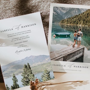 SAPPHIRE POINT Wedding Invitation Template, Mountain Wedding Invite, Colorado Wedding Invitation, Dillon Reservoir Wedding Invitation DIY