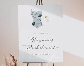 MARINA Bachelorette Welcome Sign Template, Printable Bachelorette Welcome Poster, Tropical Bachelorette, Beach Bachelorette Ocean Swim Pool