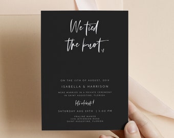 PRIYA Elopement Announcement Template, Modern Elopement Reception Invitation Instant Download, Black We Eloped Invite, Happily Ever After