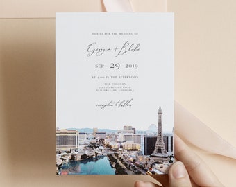 Wedding in Fabulous Las Vegas Instant Download Blush Nevada Printable Wedding Invitation and RSVP Reply Card