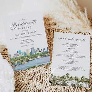 Modello di invito per addio al nubilato a FORT LAUDERADLE, itinerario stampabile a Fort Lauderdale, invito e programma per il weekend dell'addio al nubilato in Florida
