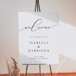 Hochzeit Willkommensschild Vorlage, Kalligraphie Hochzeit Willkommen Poster druckbares, elegantes, modernes, minimalistisches Hochzeit Willkommensschild DIY Drehbuch ASHER