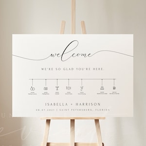 Wedding Welcome Timeline Template, Wedding Timeline Sign Printable, Wedding Order of Events, Wedding Day Timeline Large Modern Minimal ASHER