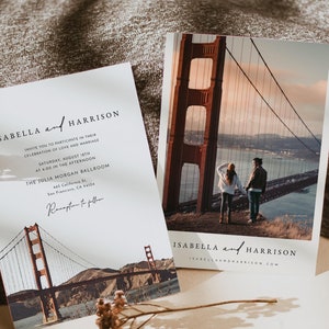 SAN FRANCISCO Wedding Invitation Template, Golden Gate Bridge Wedding Invitation, Northern California Wedding Invite with Photo Picture DIY