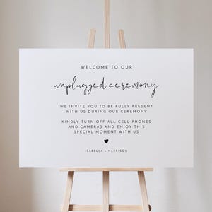 Minimalist Unplugged Ceremony Sign, Modern Unplugged Ceremony Template, Unplugged Ceremony Download, Minimal No Phones Wedding Sign - ADELLA