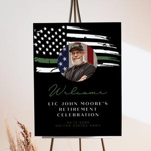 THIN GREEN LINE Retirement Party Welcome Sign Template, Army Retirement Welcome Poster, Military Retirement Welcome Sign Printable Diy