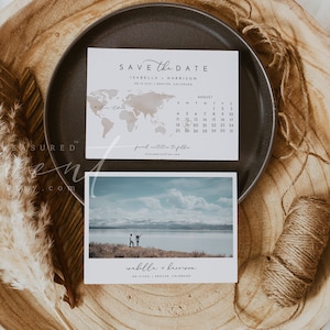Ziel Hochzeit Save the Date Vorlage, Aquarell Karte Save the Date, Reisekalender Save the Date, Foto Save the Date CARMEN