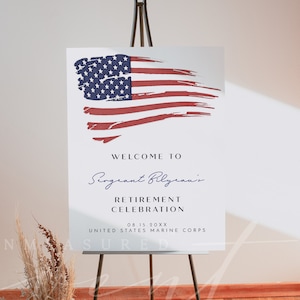 AMERICAN FLAG Retirement Party Welcome Sign Template, Army Retirement Welcome Poster, Navy Retirement, Air Force Marine Corps National Guard