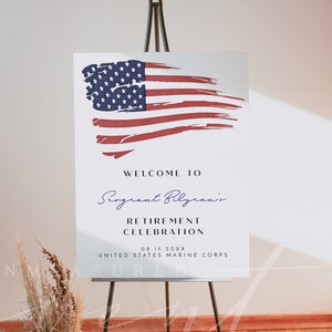 AMERICAN FLAG Retirement Party Welcome Sign Template, Army Retirement Welcome Poster, Navy Retirement, Air Force Marine Corps National Guard