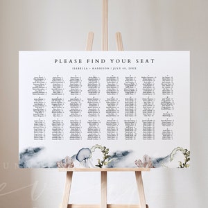 ALANA Tropical Wedding Alphabetical Seating Chart Template, Beach Wedding Seating Chart Sign, Ocean Wedding Seating Sign, Nautical Wedding