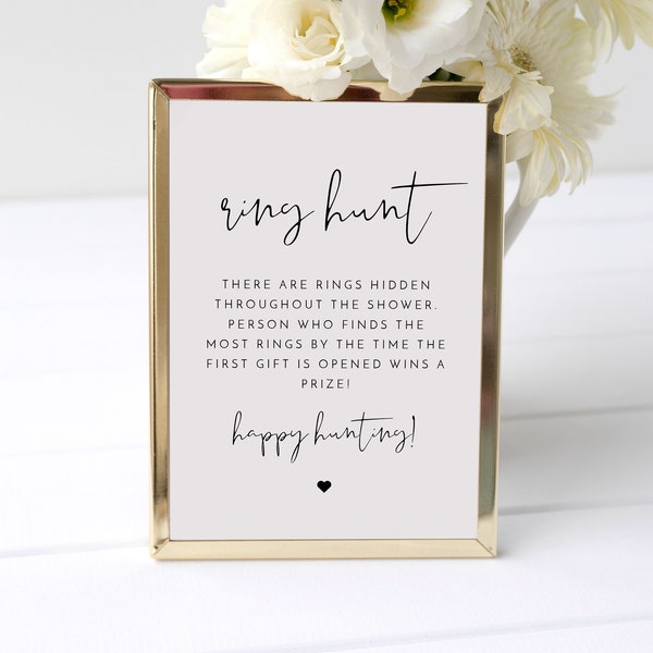 ADELLA Minimalist Ring Hunt Bridal Shower Game Template, Ring Hunt Sign Bridal Shower, Minimalist Bridal Shower, Printable Bridal Games