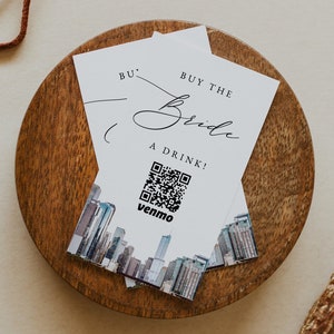 Cartão Venmo de despedida de solteira de CHICAGO, modelo de cartão de dinheiro para despedida de solteira de Chicago para impressão, Chi Town Compre um cartão de bebida para a noiva em Nashville Party DIY