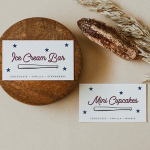 Tarjetas de buffet de béisbol, plantilla de tarjeta de buffet de cumpleaños de béisbol, tarjetas de comida con temática deportiva, tarjetas de buffet imprimibles de novato del año - BARRY