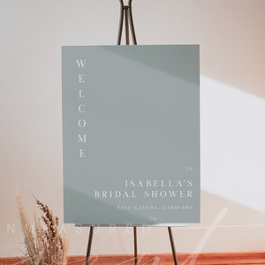 NINA Sage Green Bridal Shower Welcome Sign Template, Sage Welcome Sign Printable, Modern Minimalist Bridal Shower, Bohemian Earth Tone Olive