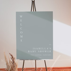 NINA Sage Green Baby Shower Welcome Sign Template, Sage Welcome Sign Printable, Modern Minimalist Baby Shower, Bohemian Earth Tone Olive Boy