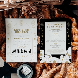 TABITHA Halloween Bachelorette Invitation Template, Let&#39;s Go Ghouls Bachelorette Invite, Witch Bachelorette Invite, Til Death Do Us Party