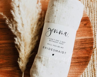 Blanket Packaging, Scarf Packaging, Custom Paper Wrap Printable, Will You Be My Bridesmaid, Minimalist Bridesmaid Proposal Simple DIY JOLIE